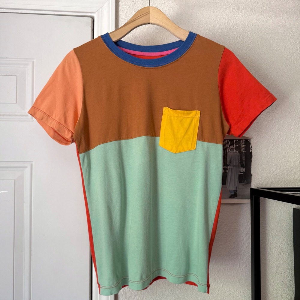 MOKUYOBI multicolor color block patchwork patch pocket crew neck tee t-shirt